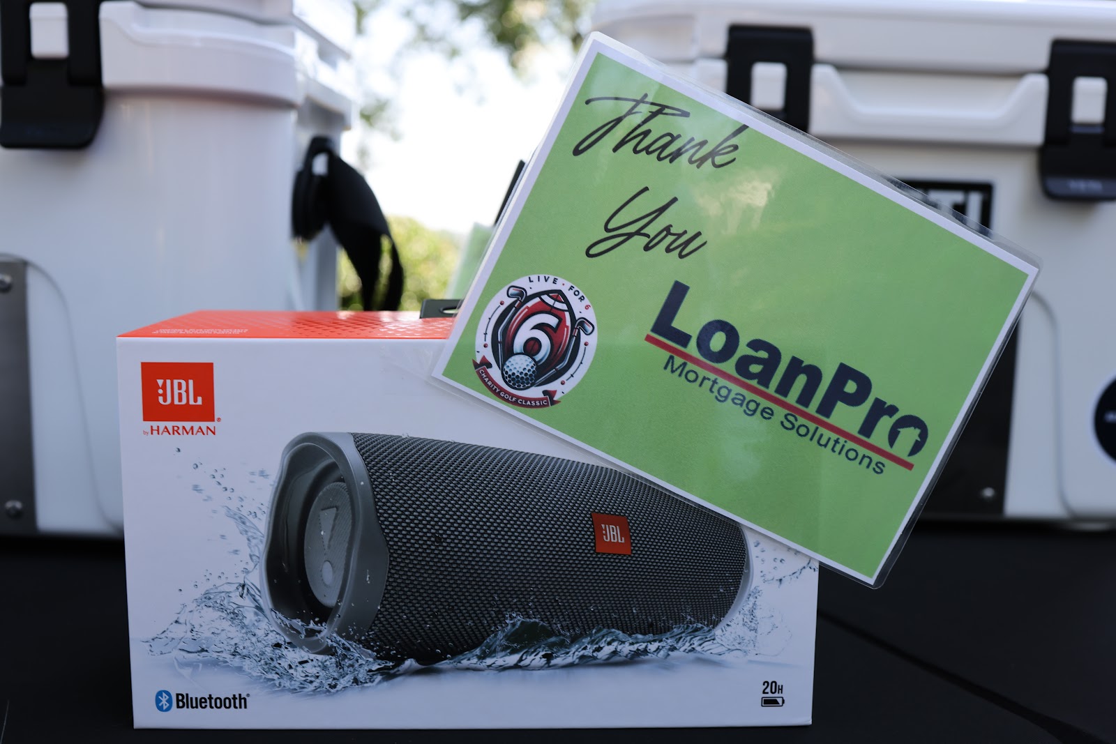 Sponsor gifts and Live for 6 thank-you signage
